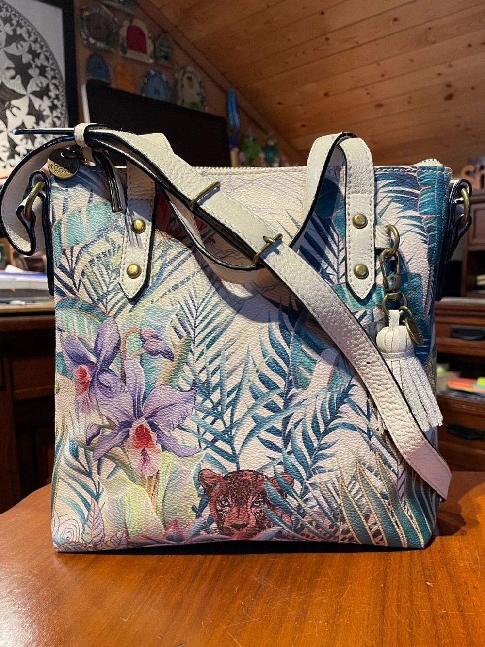 The Sak Sophie Leather Crossbody Bag - White Jungle Print